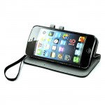 Wholesale iPhone 5 5S Anti-Slip Flip Leather Wallet Case with Stand (Black)